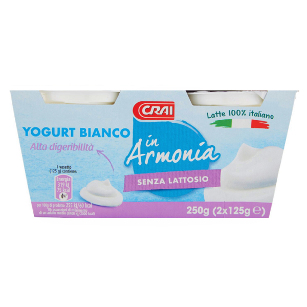 YOGURT SENZA LATTOSIO BIANCO IN ARMONIA CRAI GR. 125 X 2