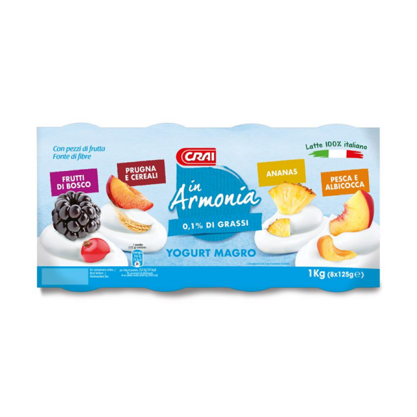 YOGURT MAGRO ALLA FRUTTA IN ARMONIA CRAI GR. 125 X 8