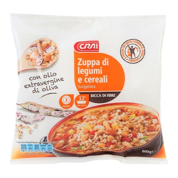 ZUPPA DI LEGUMI E CEREALI IN OLIO EXTRAVERGINE CRAI GR. 600