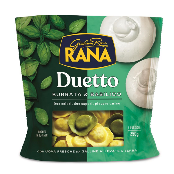 RAVIOLI DUETTO BURRATA & BASILICO RANA GR. 250