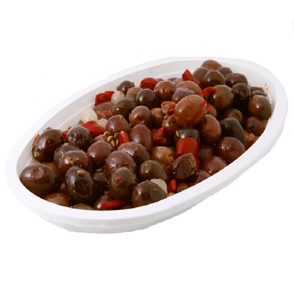 OLIVE NERE CONDITE PICCANTI GR. 300