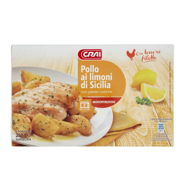 FILETTI DI POLLO AI LIMONI DI SICILIA CON PATATE CRAI GR.250