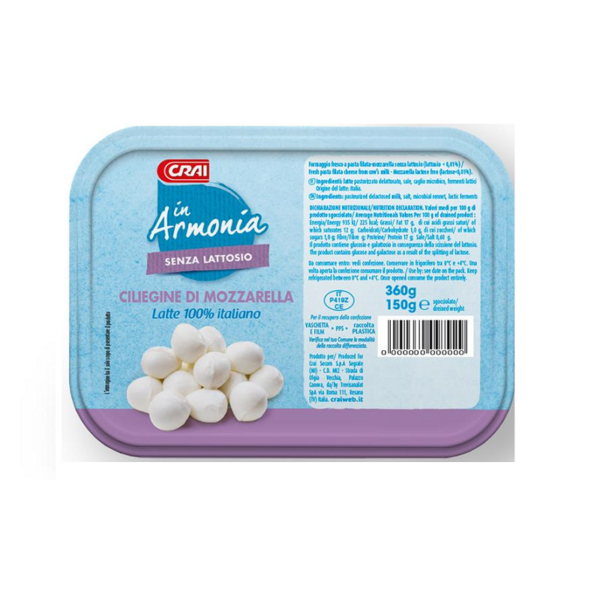 CILIEGINE DI MOZZARELLA SENZA LATTOSIO ARMONIA CRAI GR. 150