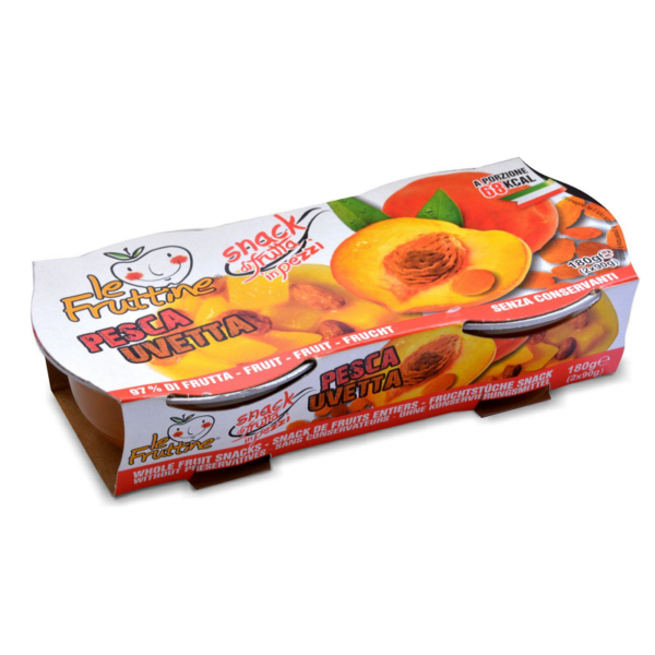 POLPA DI FRUTTA PESCA & UVETTA FRUTTINE GR. 90 X 2