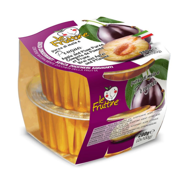 PUREA DI FRUTTA MELA & PRUGNA LE FRUTTINE GR. 100 X 2