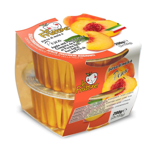 PUREA DI FRUTTA MELA & PESCA LE FRUTTINE GR. 100 X 2