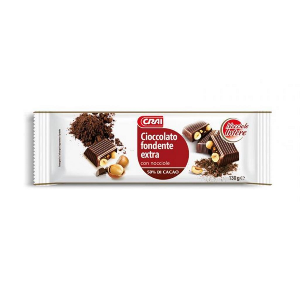 CIOCCOLATO FONDENTE EXTRA CON NOCCIOLE CRAI GR. 130