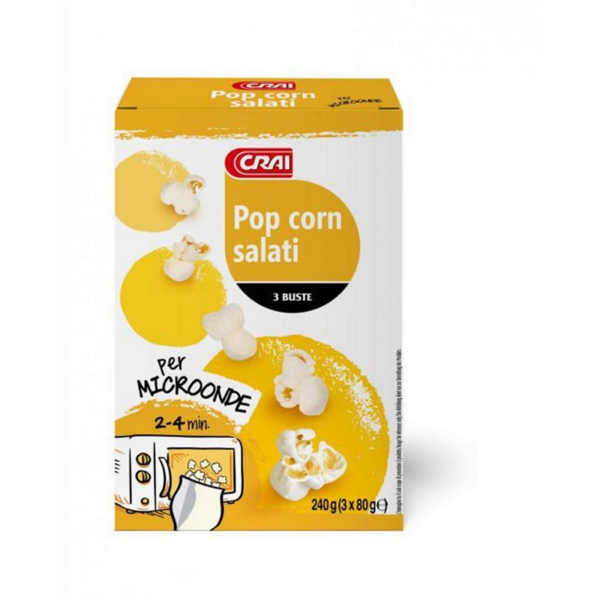 POP CORN SALATI PER MICROONDE CRAI GR. 80 X 3 BUSTE