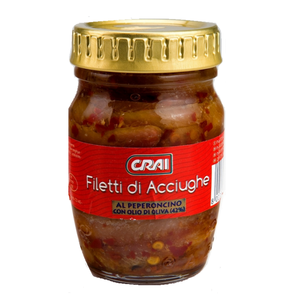 FILETTI DI ACCIUGHE AL PEPERONCINO CRAI GR. 90