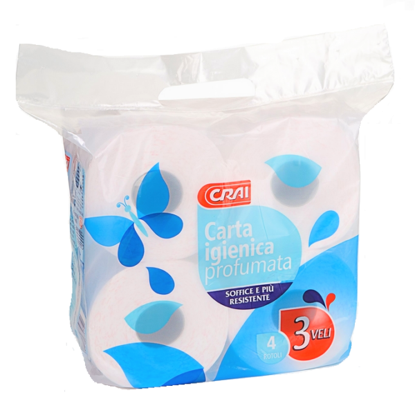 CARTA IGIENICA PROFUMATA TALCO 3 VELI CRAI X 4 ROTOLI