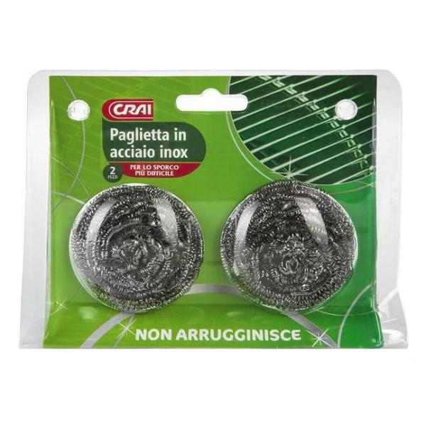 SPUGNA IN ACCIAIO INOX CRAI X 2 PEZZI