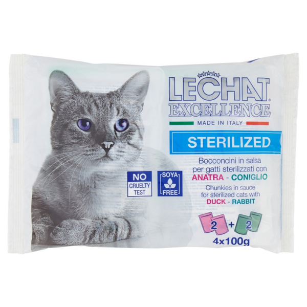LE CHAT BOCCONCINI ANATRA & CONIGLIO STERILIZZATI GR.100X 4