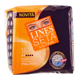 ASSORBENTI LINES SETA ULTRA ANATOMICI FLUSSI LEGGERI X 16