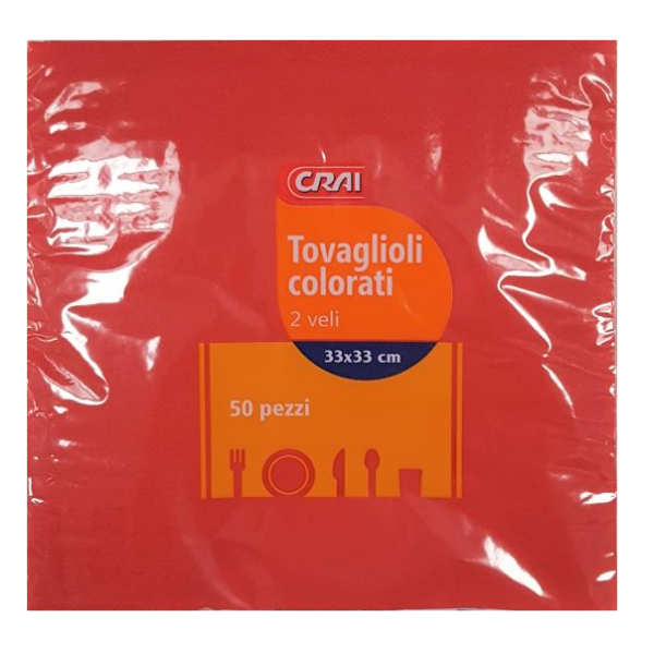 TOVAGLIOLI COLORATI 2 VELI CM. 33 X 33 CRAI X 50 PEZZI