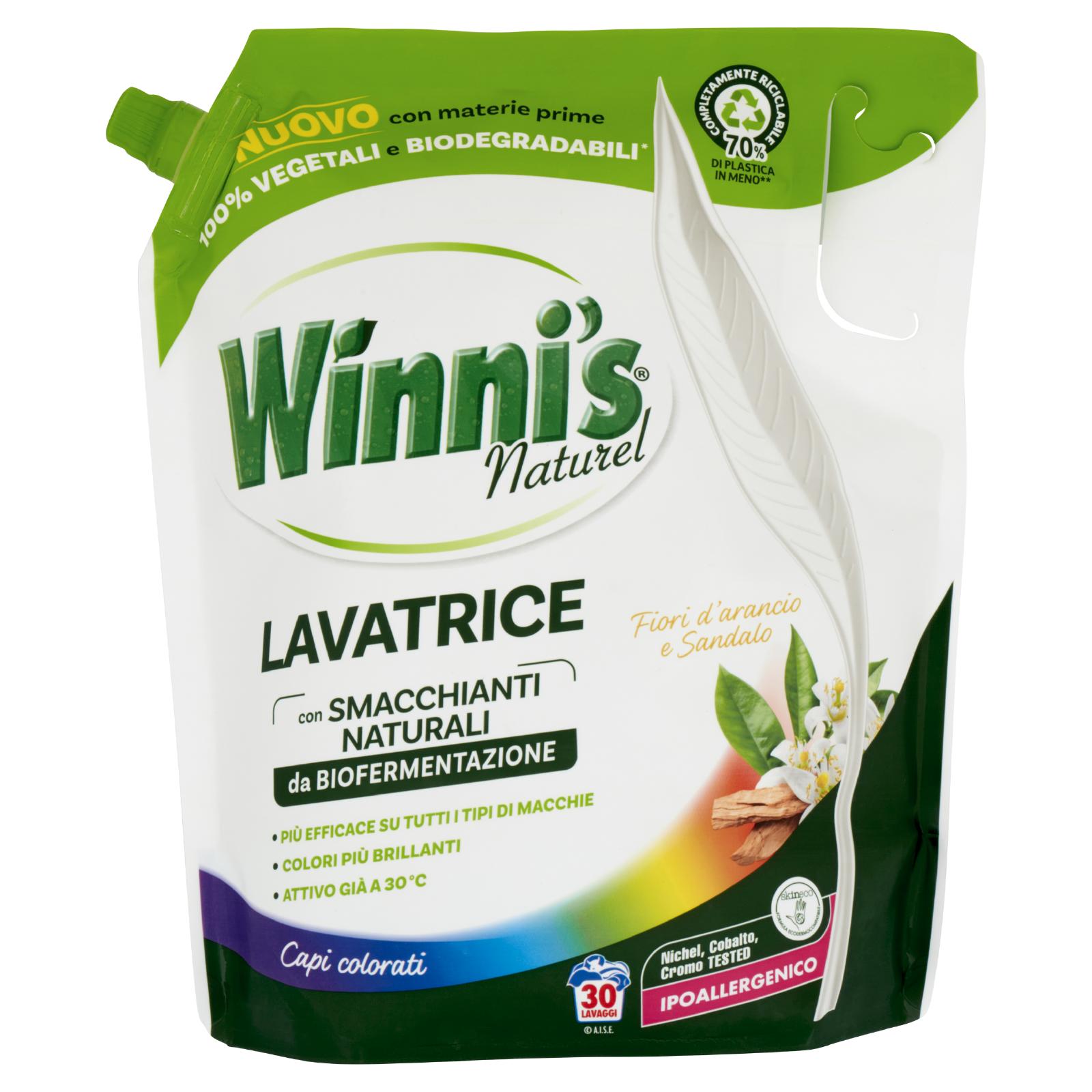 WINNI'S NATUREL LAVATRICE CAPI COLORATI FIORI D'ARANCIO E SANDALO POUCH 30 LAVAGGI 1,35 L