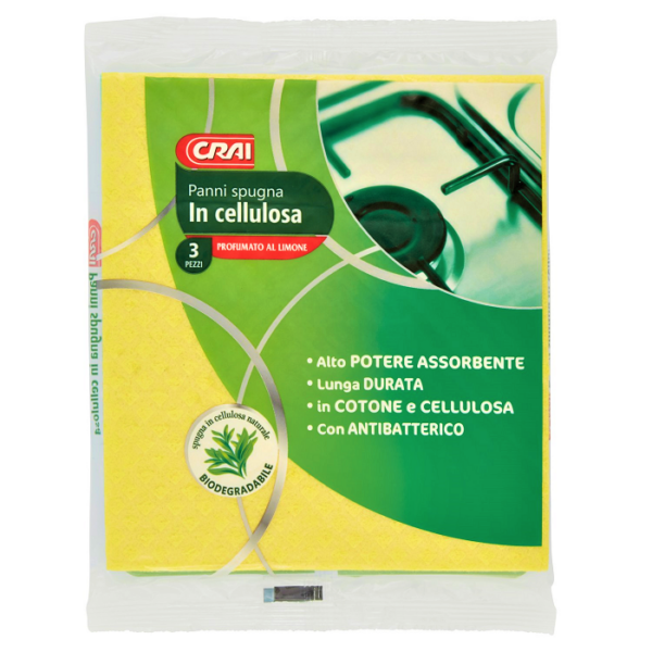 PANNO SPUGNA IN CELLULOSA CRAI X 3 PEZZI