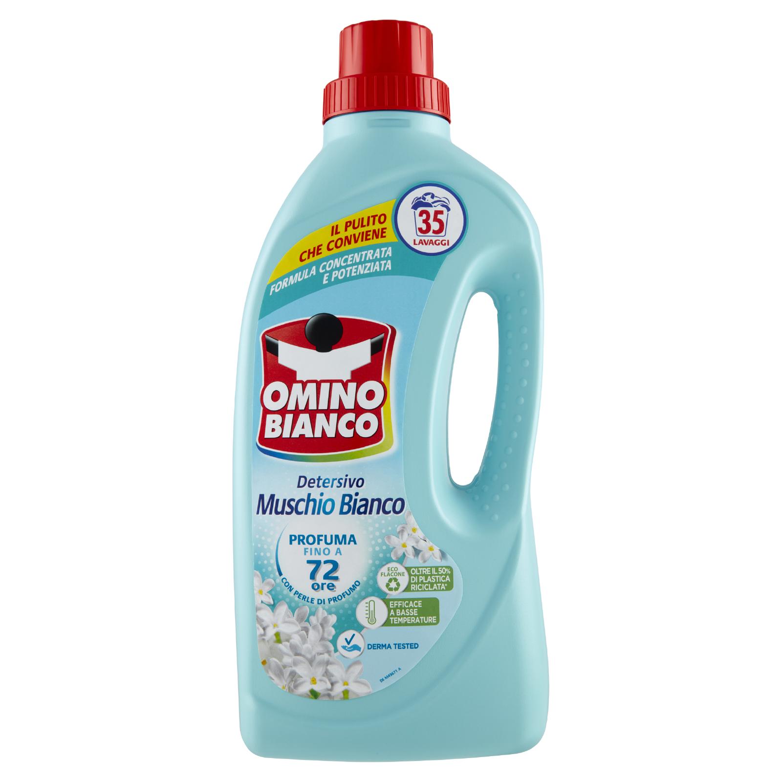 OMINO BIANCO - DETERSIVO LAVATRICE LIQUIDO, 35 LAVAGGI, RISPETTA COLORI E TESSUTI, FRESCO PROFUMO CON ESSENZA DI MUSCHIO BIANCO, 1400 ML