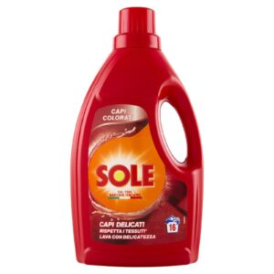 SOLE DETERSIVO PER BUCATO IN LAVATRICE E A MANO, TUTTI COLORI CON AGENTI CATTURA COLORE, LANA E DELICATI, 16 LAVAGGI, 1000ML