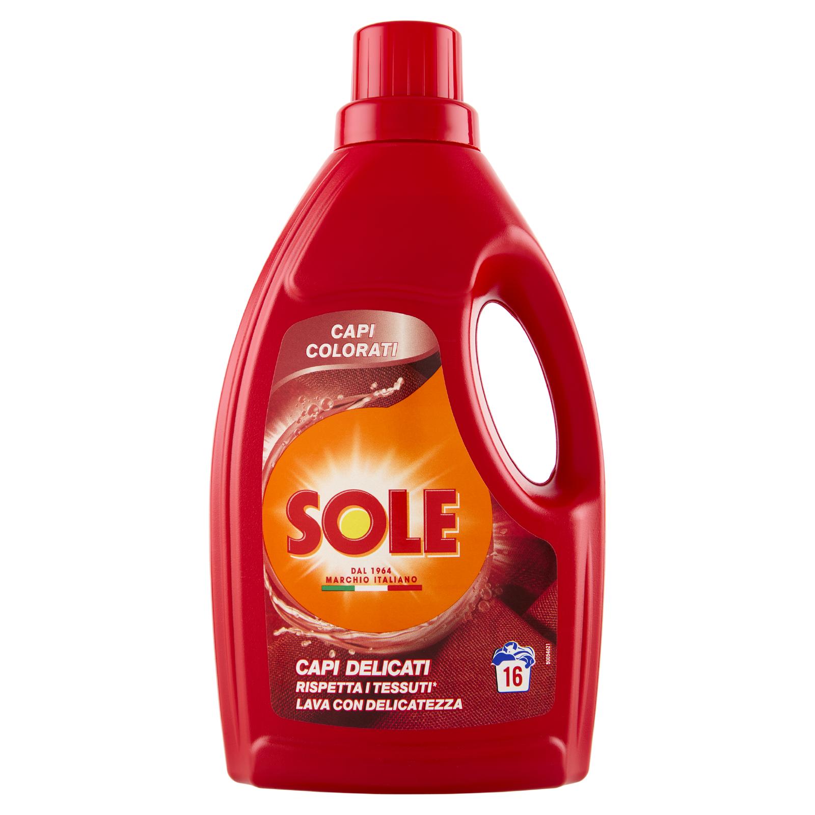 SOLE DETERSIVO PER BUCATO IN LAVATRICE E A MANO, TUTTI COLORI CON AGENTI CATTURA COLORE, LANA E DELICATI, 16 LAVAGGI, 1000ML