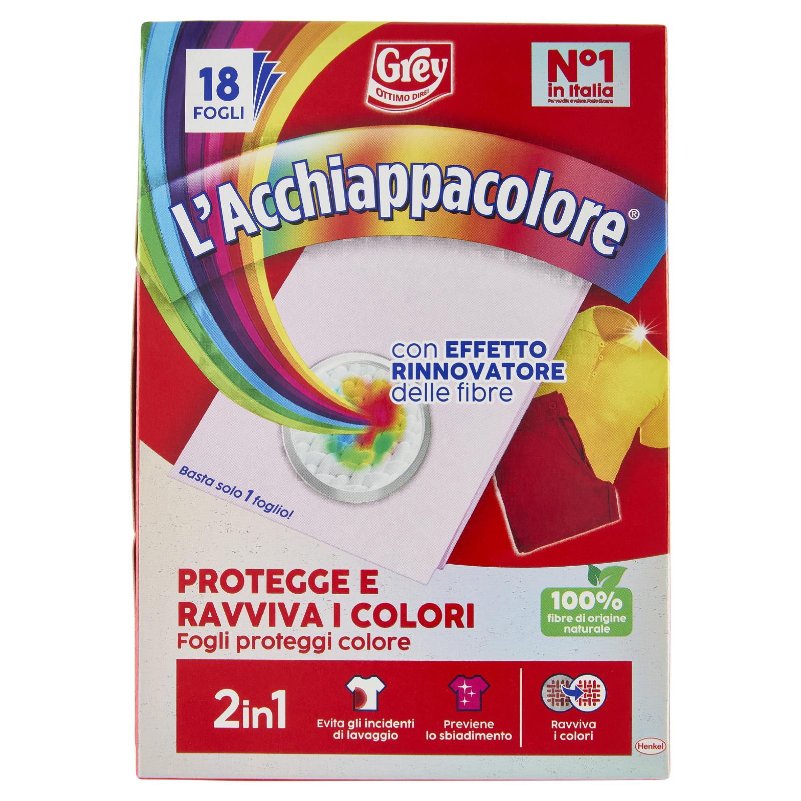 GREY L'ACCHIAPPACOLORE PROTEGGE E RAVVIVA I COLORI 18 FOGLI