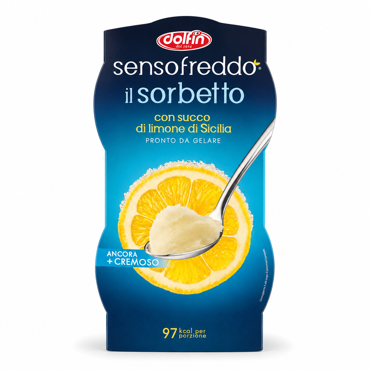 SORBETTO SENSO FREDDO CON SUCCO DI FRUTTA LIMONE DI SICILIA PRONTO DA GELARE DOLFIN 2 X 100 ML