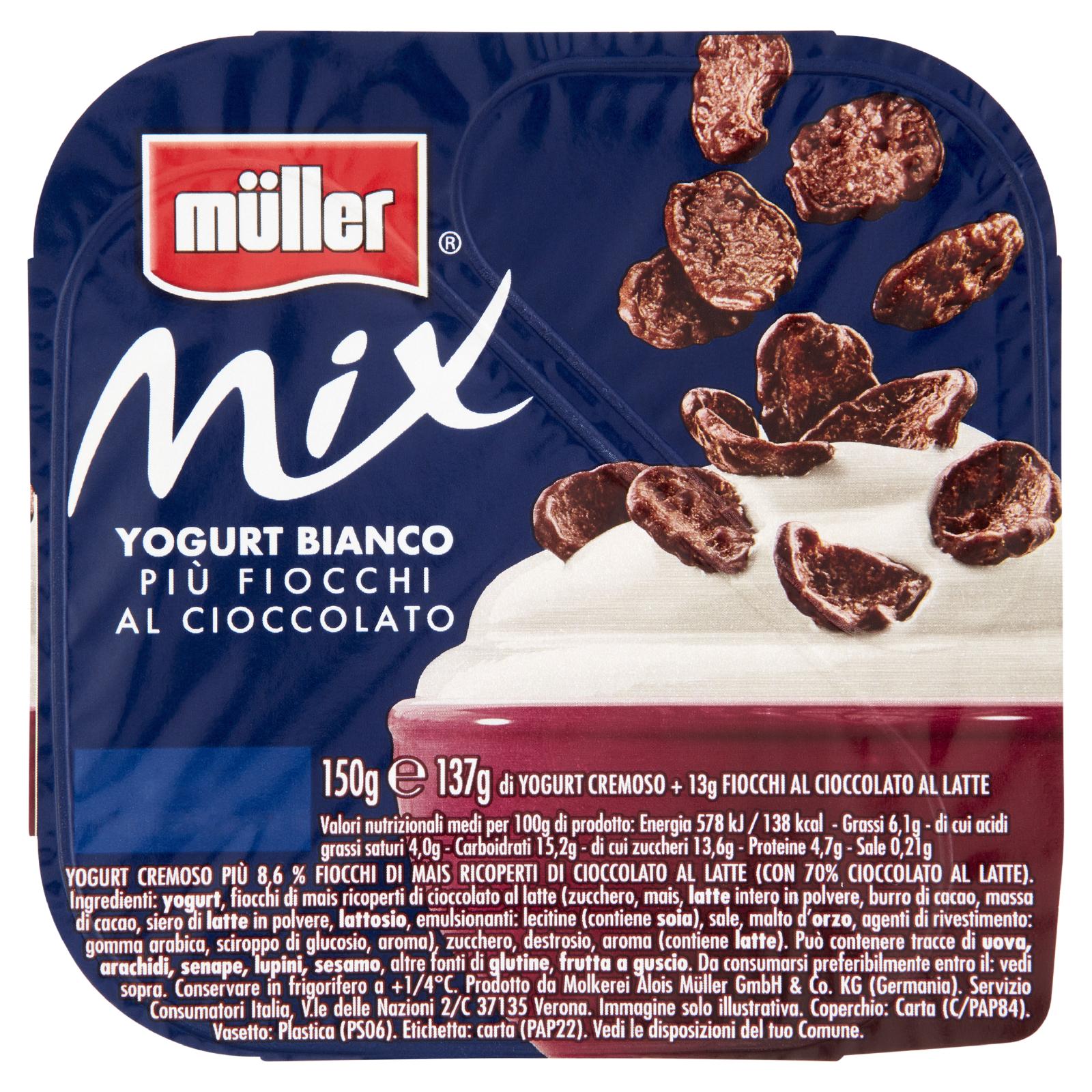 Müller Mix Bianco + Fiocchi al Cioccolato 150g