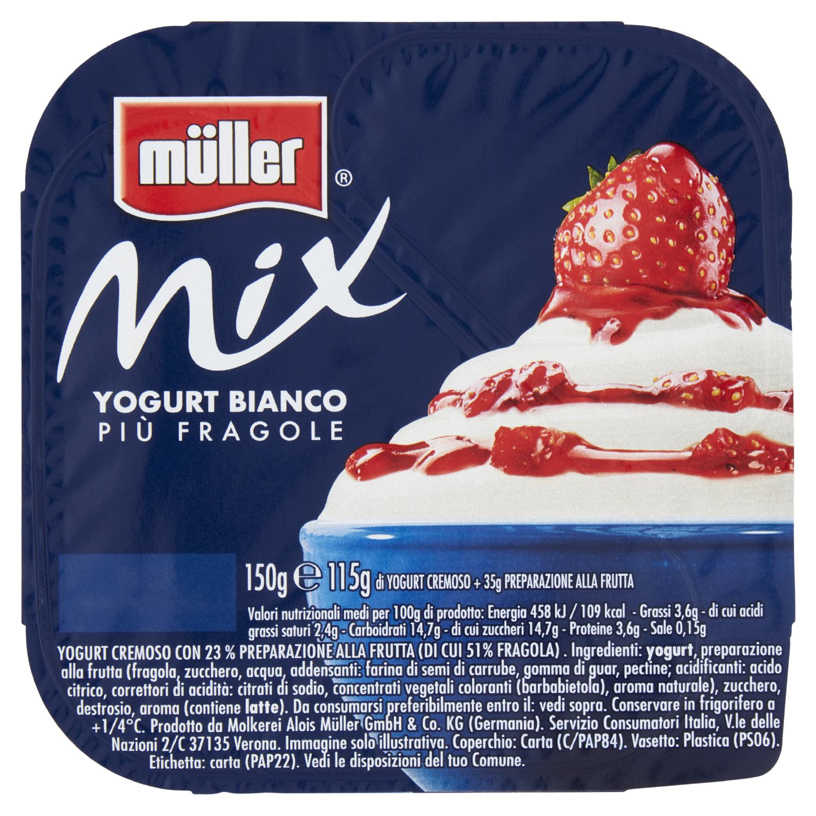 Müller Mix Bianco + Fragole 150g