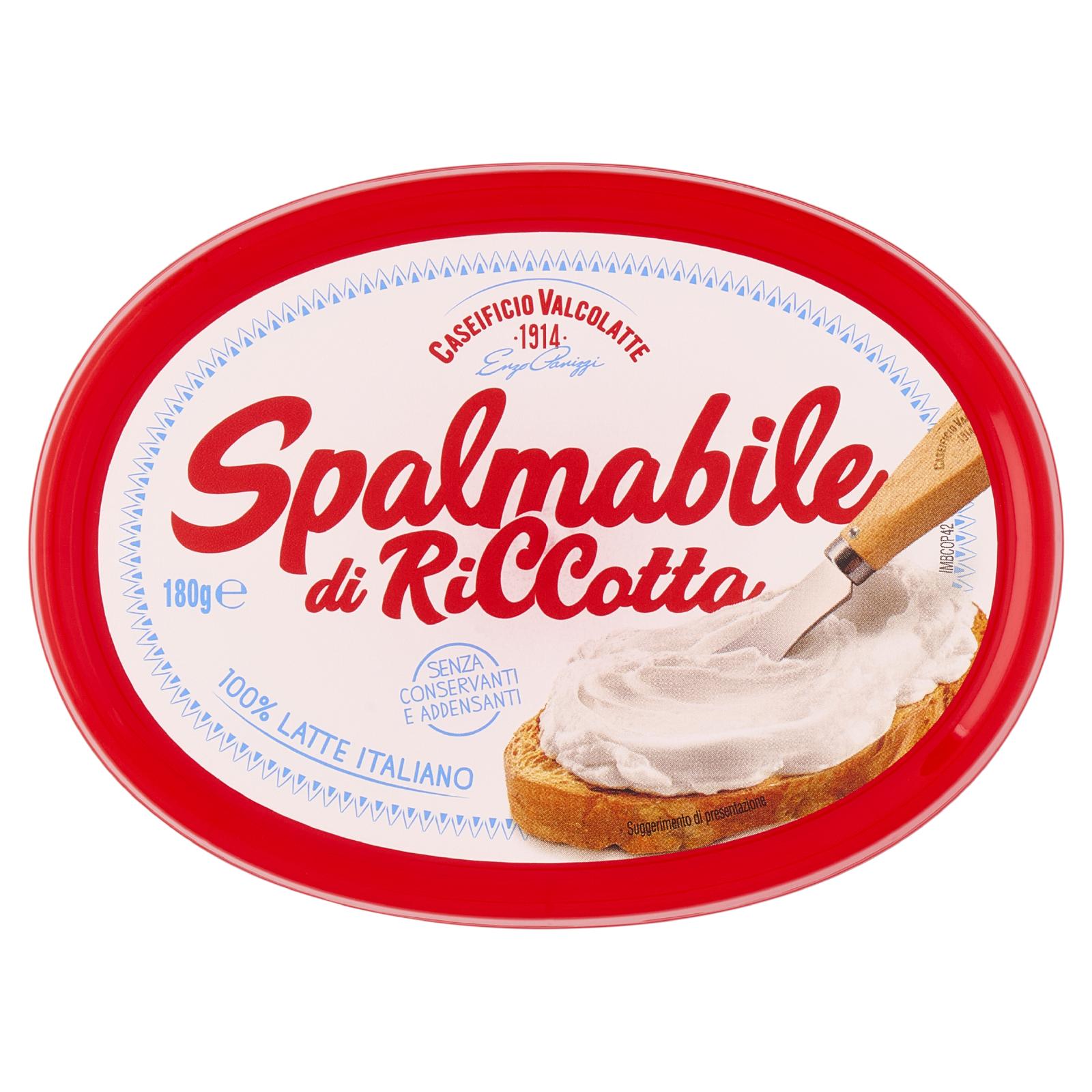 Valcolatte Spalmabile di RiCcotta Formaggio Fresco Spalmabile 180g