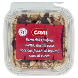 Crai Farro dell'Umbria con Uvetta, Mirtilli Rossi, Nocciole, Fiocchi di Legumi e Semi di Zucca 130g