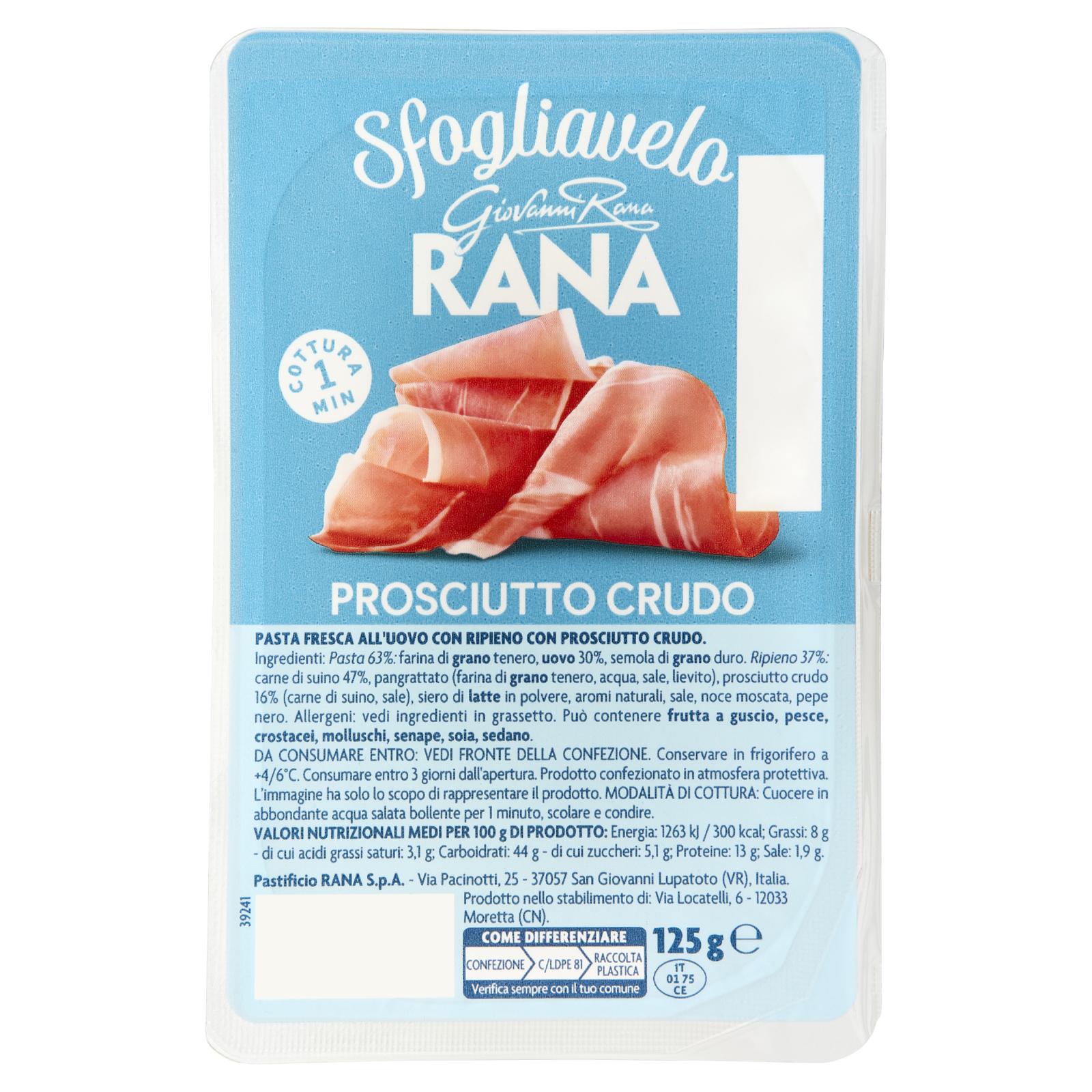 Giovanni Rana Sfogliavelo Prosciutto Crudo Pasta Fresca Ripiena 125g