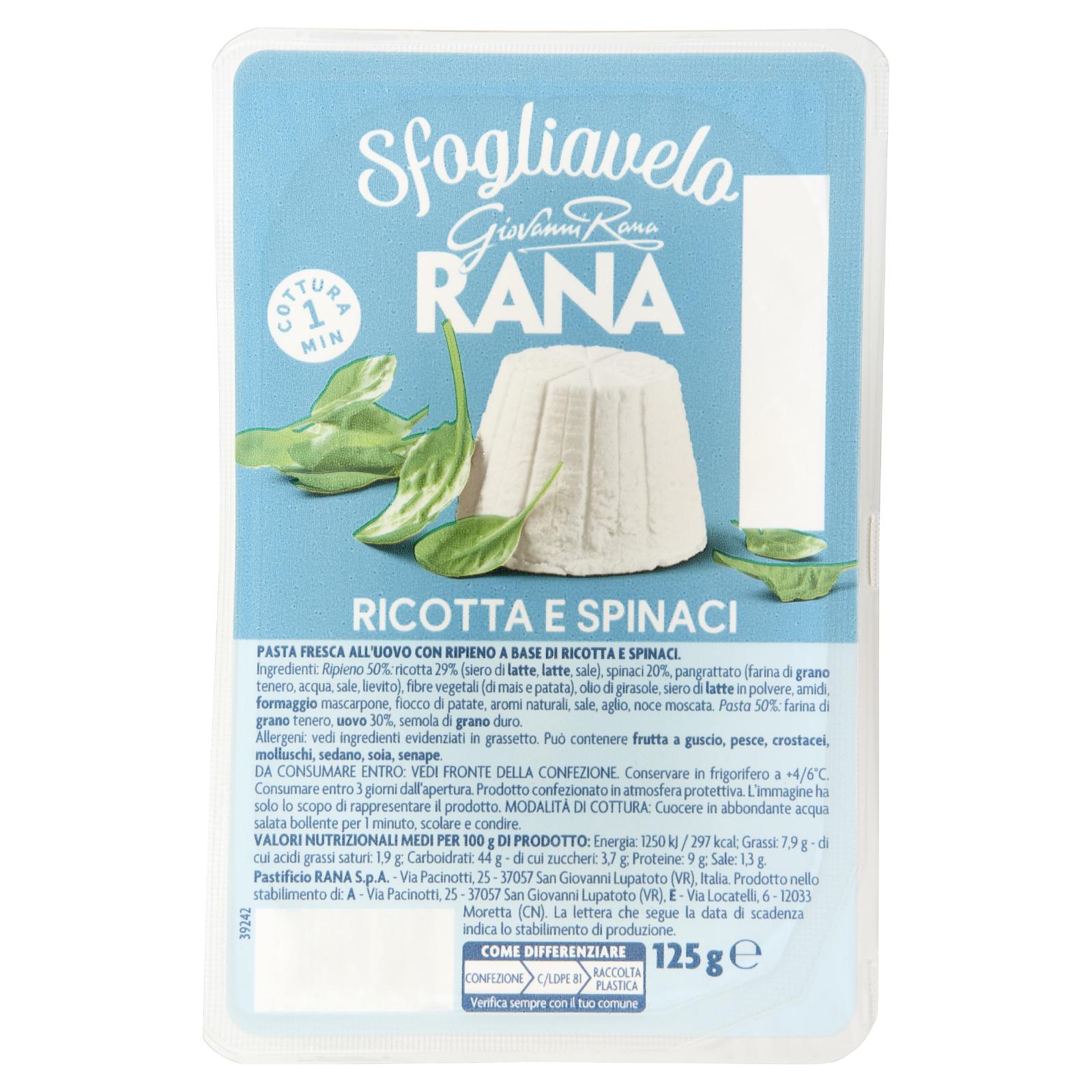 Giovanni Rana Sfogliavelo Ricotta e Spinaci Pasta Fresca Ripiena 125g