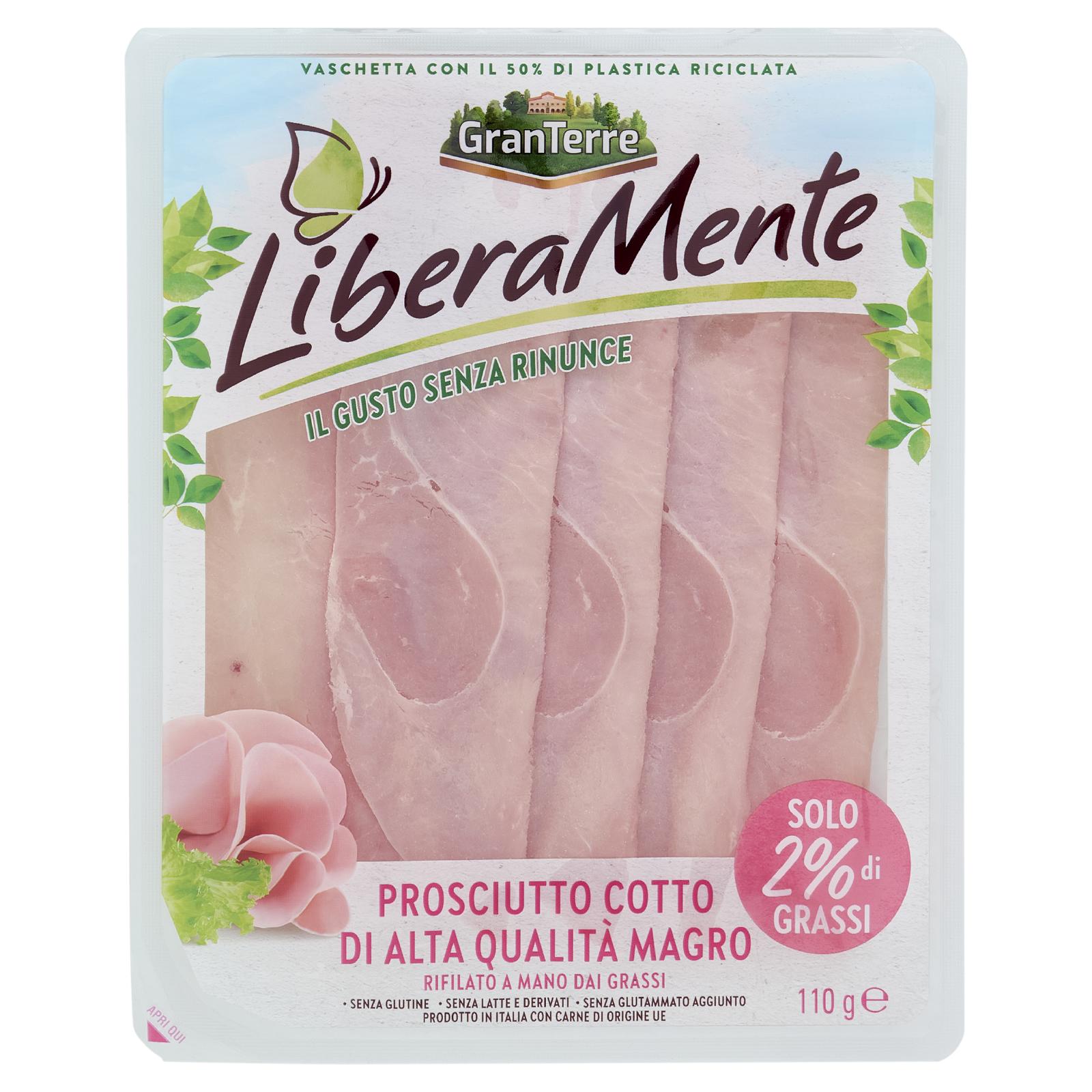 GranTerre LiberaMente Prosciutto Cotto di Alta Qualità Magro 110g