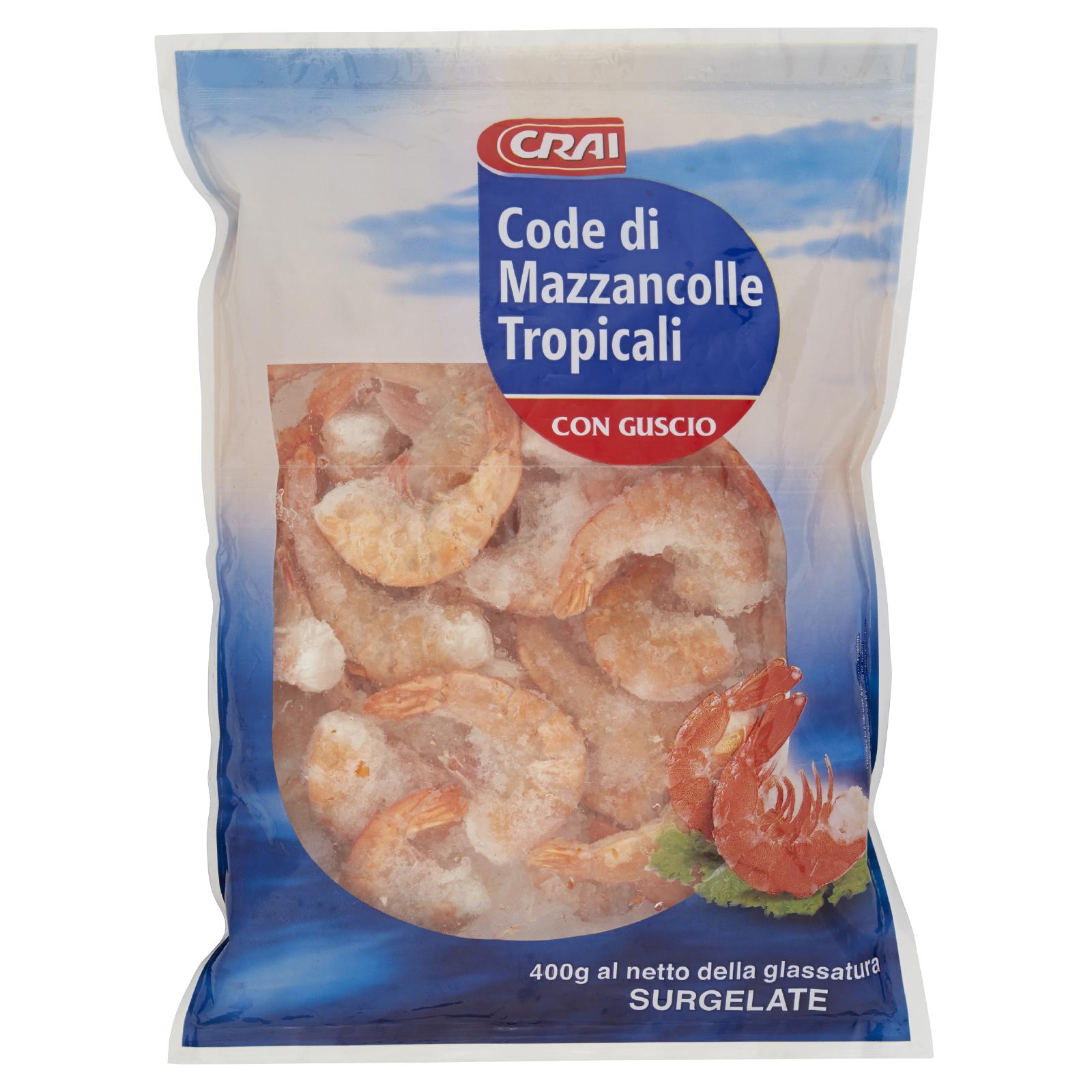Crai Code di Mazzancolle Tropicali con Guscio Surgelate 400g