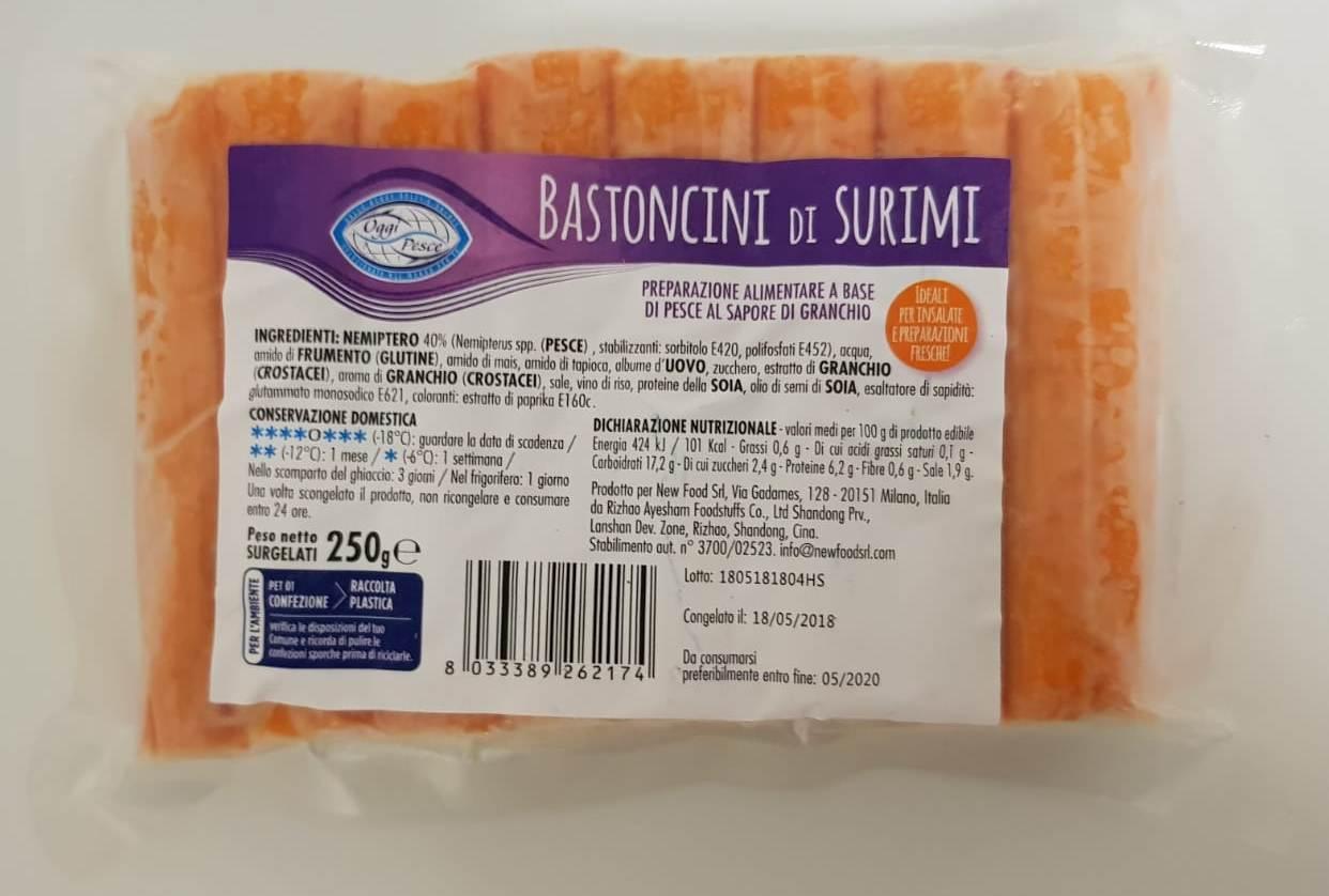 Oggi Pesce Bastoncini di Surimi Surgelati 16 Pezzi 250g